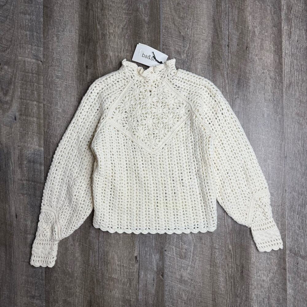ba&sh Cream Crochet Aste Sweater Size XS
